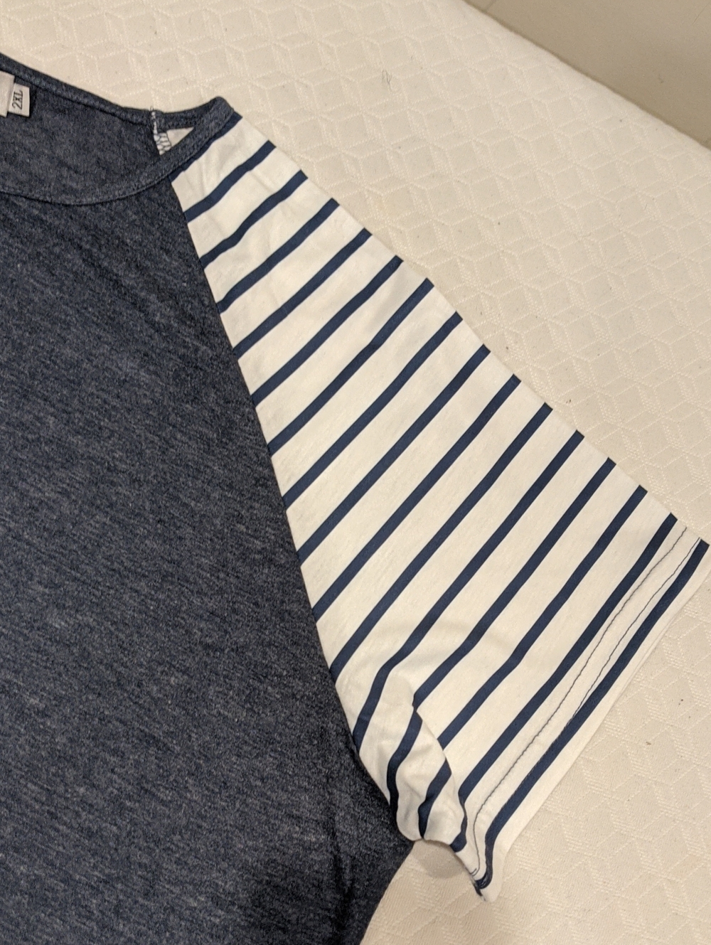 Chama Basic Tunic Blue & White Striped Raglan Short Sleeve Blouse Size 2XL - Picture 9 of 10